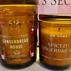 LOT 2 DW Home Spiced Gingerbread + Gingerbread House 15.3 oz candles jar 8.8 oz